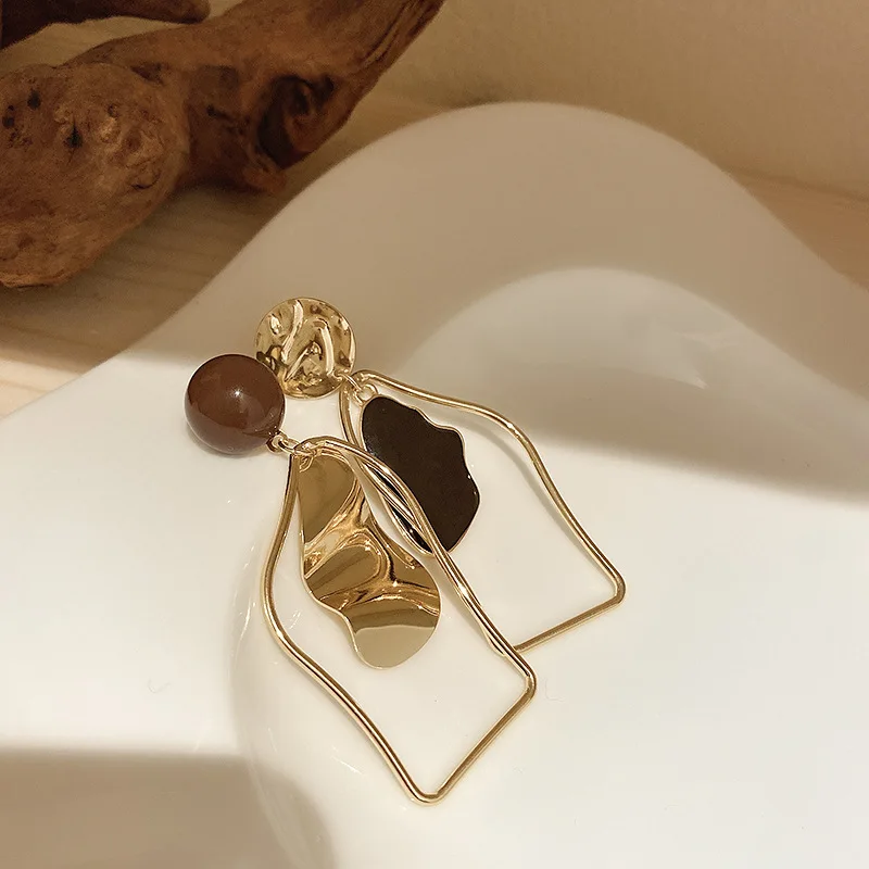 Asymmetric Hollow Long Earrings Korean Temperament Ins 2024 New Trend Earrings Exquisite Women Jewelry Earrring