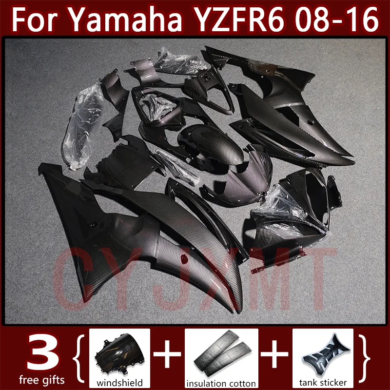 

ABS Motorcycle Fairing For Yamaha YZF R6 2008-2016 Carbon Fibre Fairings Kit Set YZFR6 08-16 Painted Bodywork Bodyframe Housing