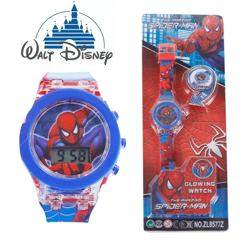 ساعات فلاش لايت سبايدرمان للأطفال للأولاد والبنات كارتون أميرات ديزني ميكي للأطفال ساعة الطالب لعبة هدايا عيد الميلاد #1