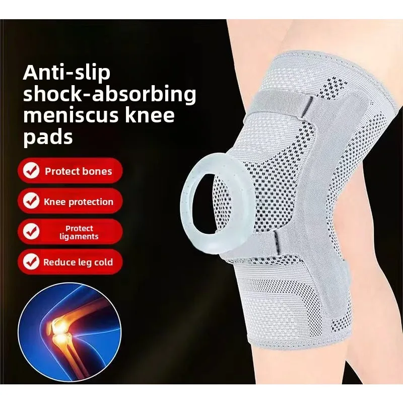 Joelheira de Compressão Respirável para Basquete Masculino: Suporte e Estabilizador de Patela para Alívio da Pressão na Articulação do Joelho