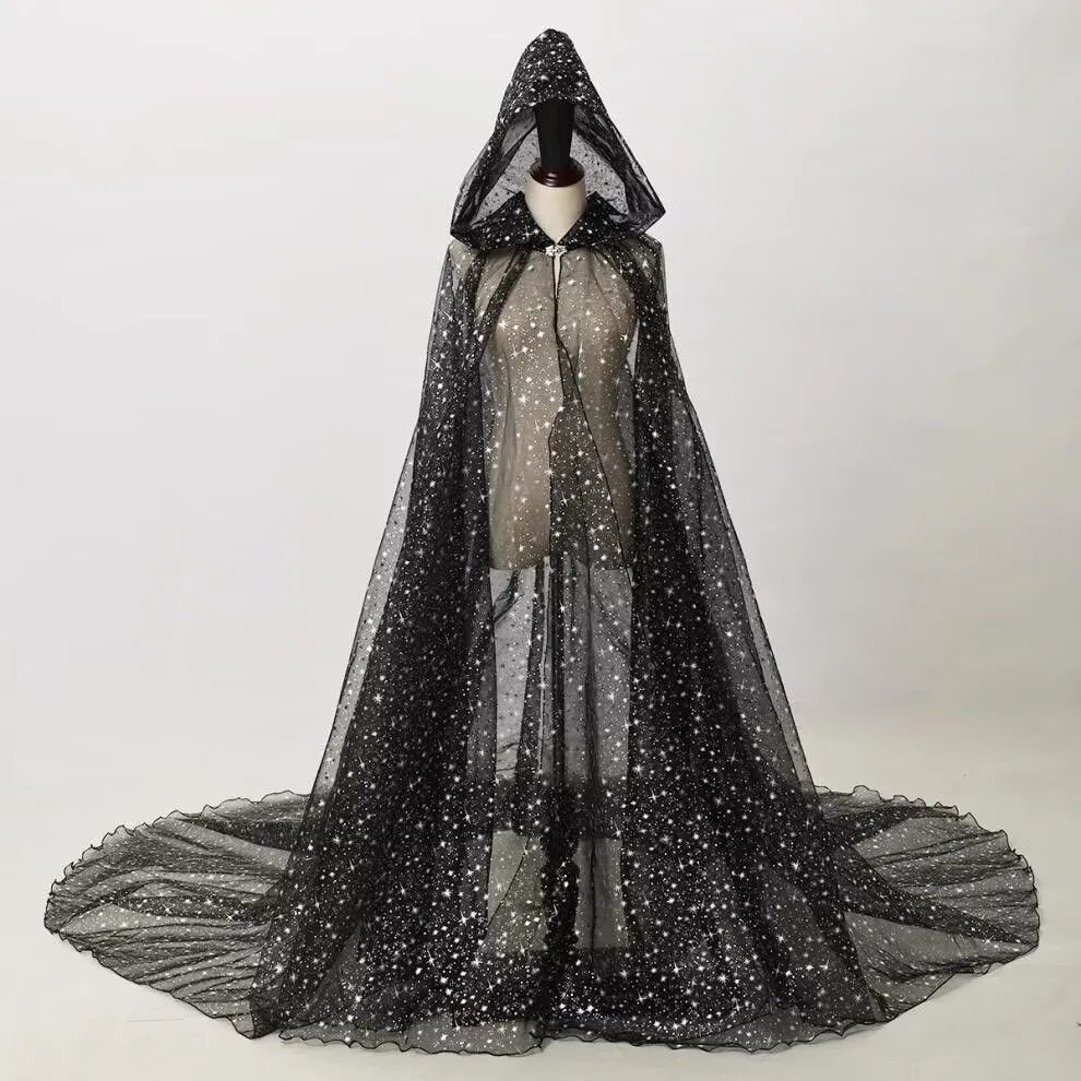 Party Gilding Cloak Hooded Long Gauze Cape