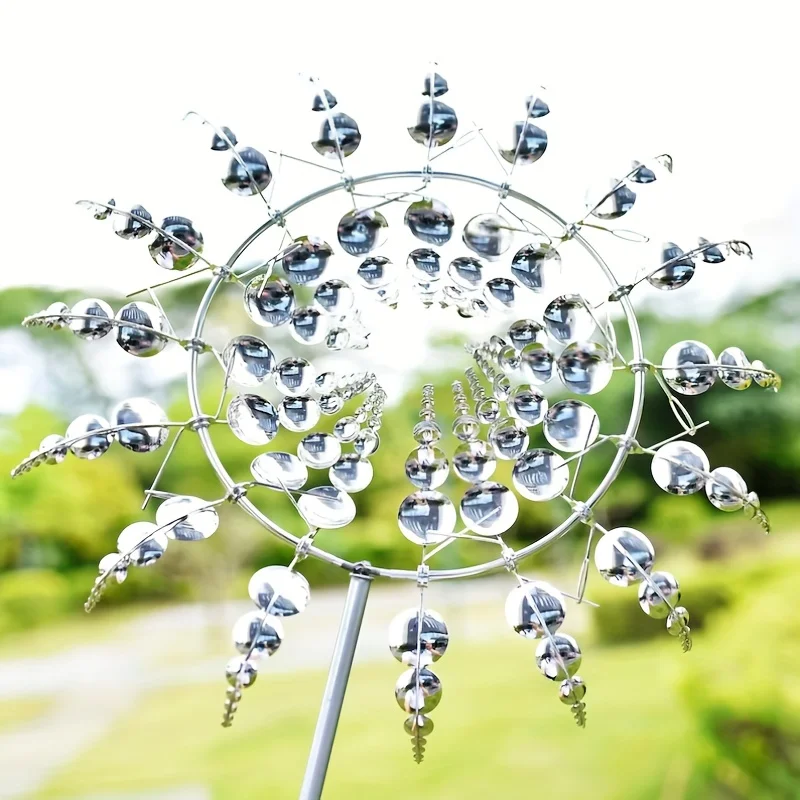 

Magical and Unique Metal Windmill 3D Wind Power Sculpture Lawn Metal Wind Energy Solar Garden and Garden Decoration