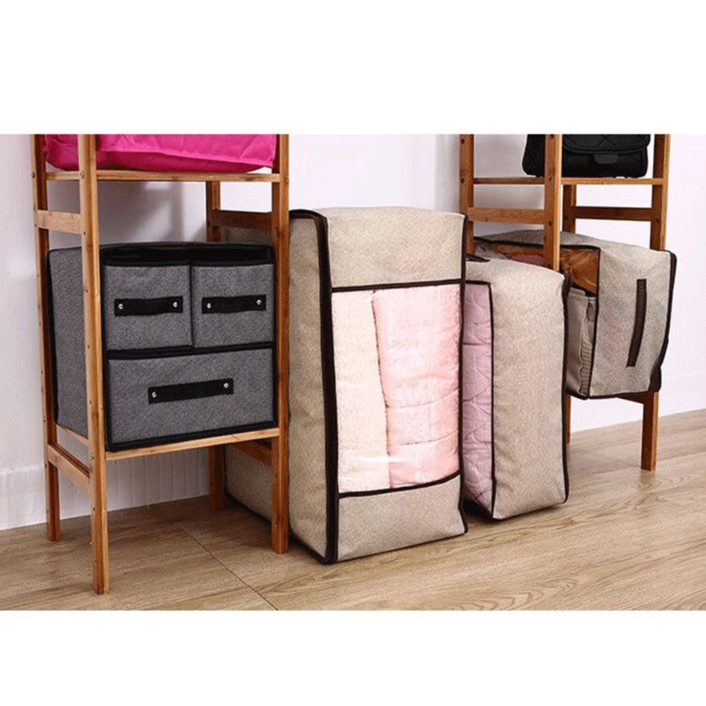 

Foldable Storage Bag Non Woven Fabrics Large Capacity Cloth Bag For Clothes Quilt Home Use Beige Size 1 Gift Family Friends