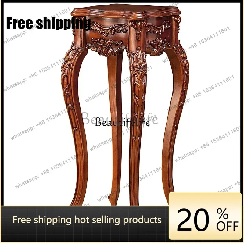 hot  European-style all-solid wood flower stand rack carved floor heightFactory Direct