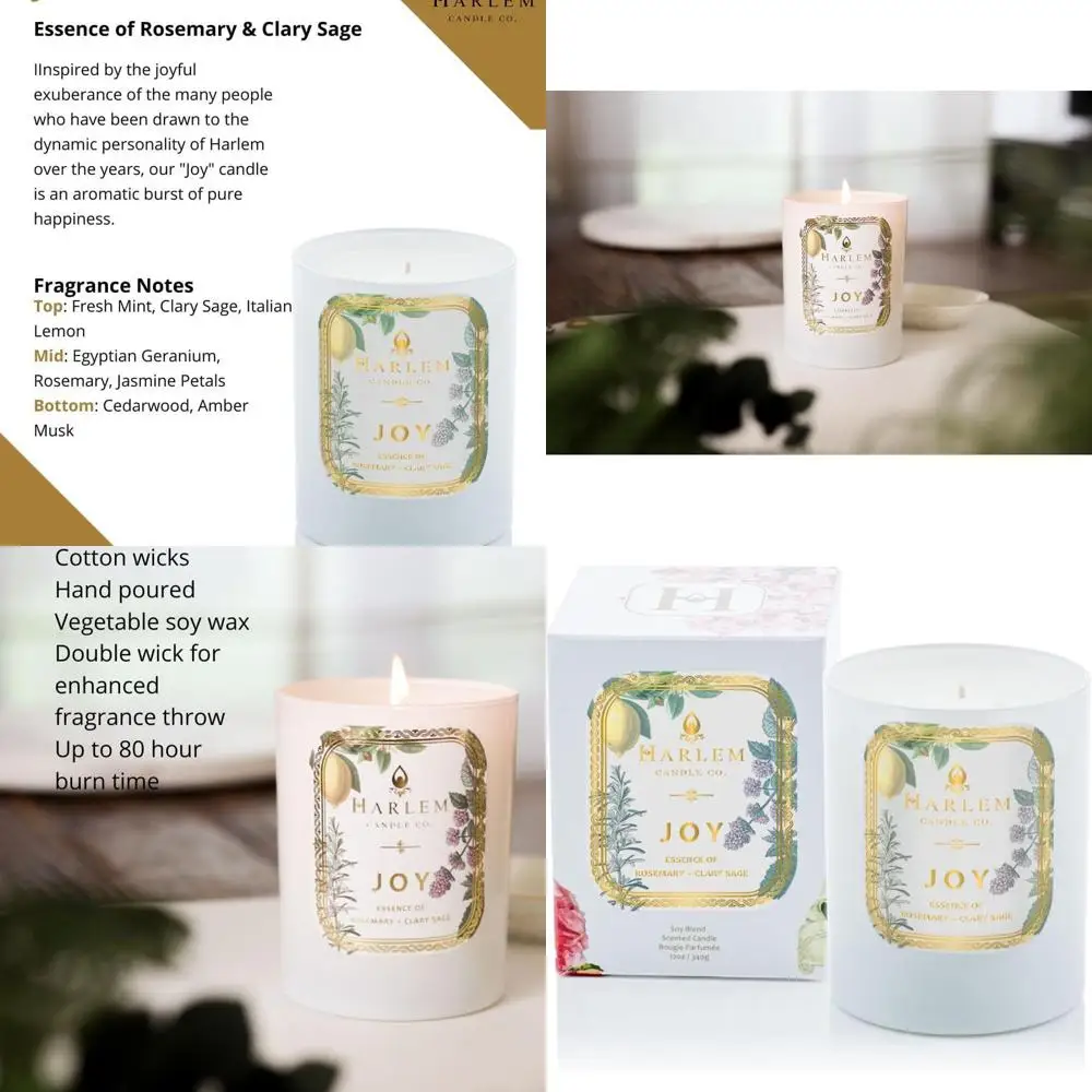 Vela de soja de lujo, 11 oz, 80 horas de combustión | Perfume de menta fresca, limón, romero, jazmín, madera de cedro y almíscar ámbar