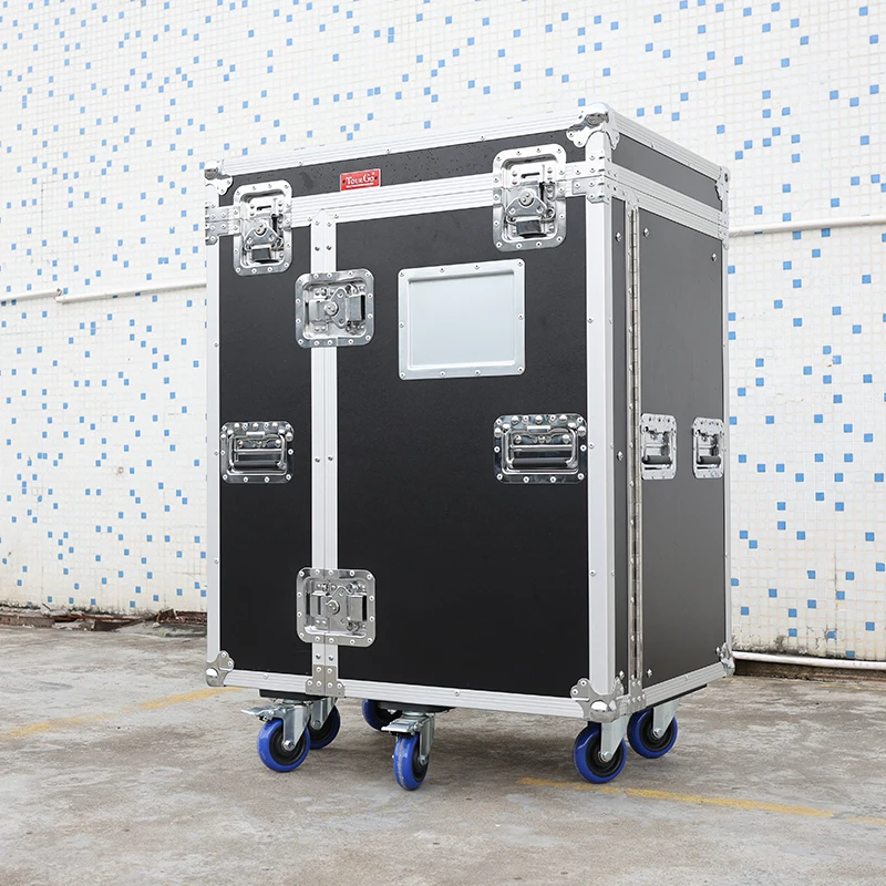 Customized Black 5 Drawer Backline Tool Flight case With 3u Rack Space and Power Socket