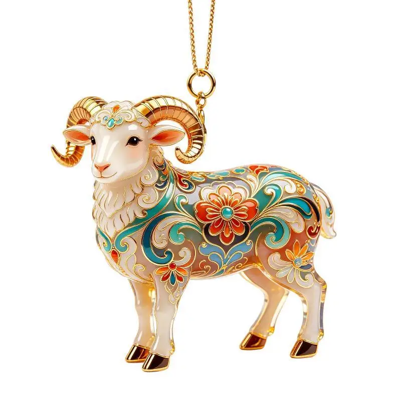 Acrylic Chinese Zodiac Goat Hanging Ornament Auspicious Design For Spring Festival New Year Home Decorationation