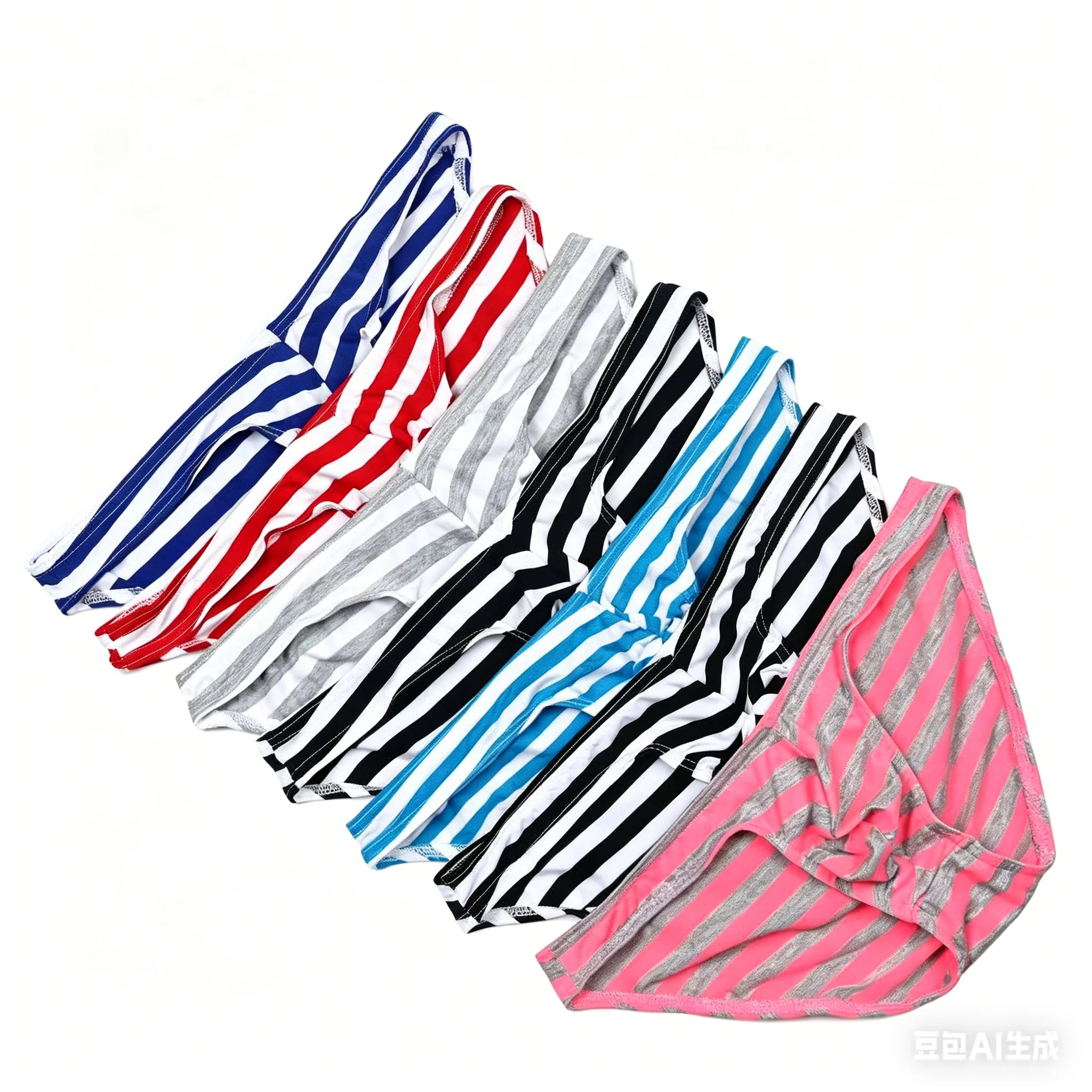 Men's Fashion Stripes Bikini Gay Sexy Low-Rise Bulge Pouch Briefs Youth Comfy Breathable Sports Panties Elastic Hip Lift Mankini