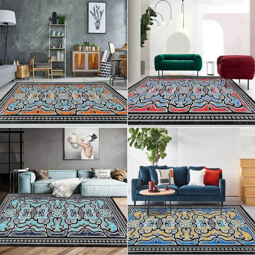 

Chinese National Style Pattern Carpets, Washable Floor Mat,Colorful Flower Design, Living Room, Bedroom, Hall, Bedside, Sofa Rug