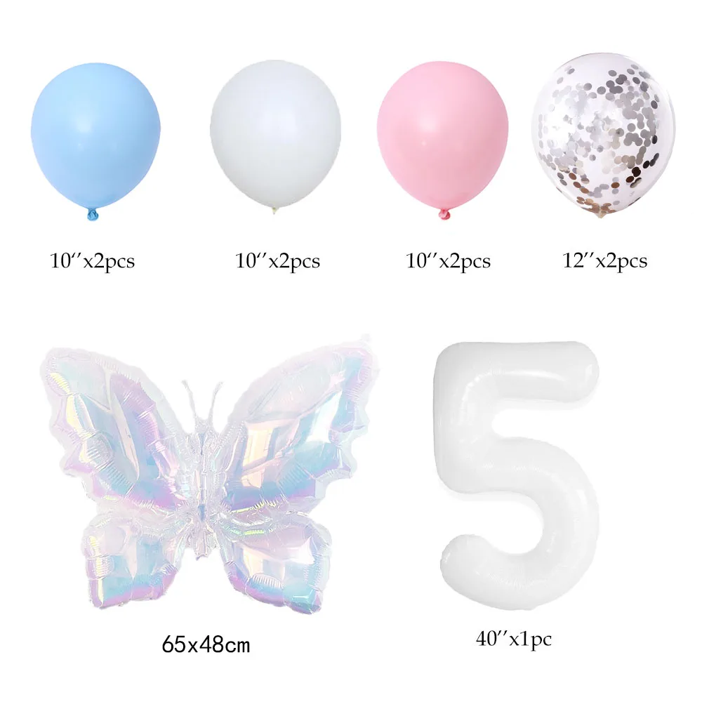 10pcs Laser Butterfly 40inch Number Balloon Set Large Gradient Butterfly Foil Balloon Baby Shower Birthday Party Christmas Decor