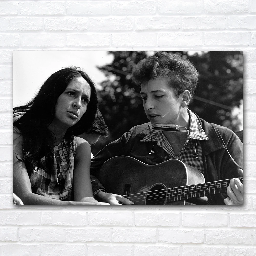 Bob Dylan and Joan Baez Poster Classic Black White Wall Art Prints Canvas Paintings for Home Living Room Decor