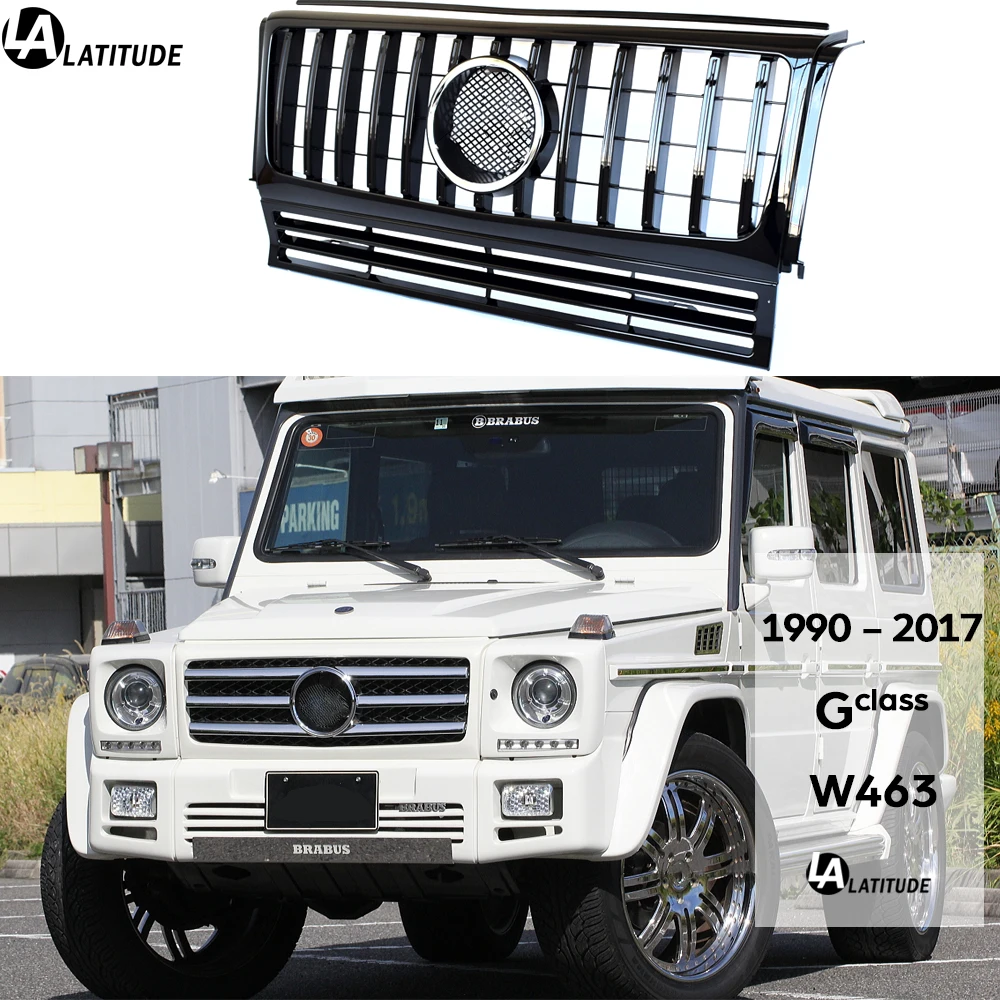 

W463 Grill, 2018-G63 Style Black Silver Panamericana Grille for Mercedes G Class G-wagon 1G 1990 - 2017 G350 G450 G500