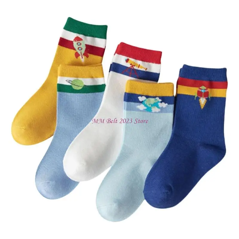 49me 5 أزواج أطفال بويز فتيات الجوارب الجوارب الرياضية الرياضية الرياضية الجوارب القطن #2