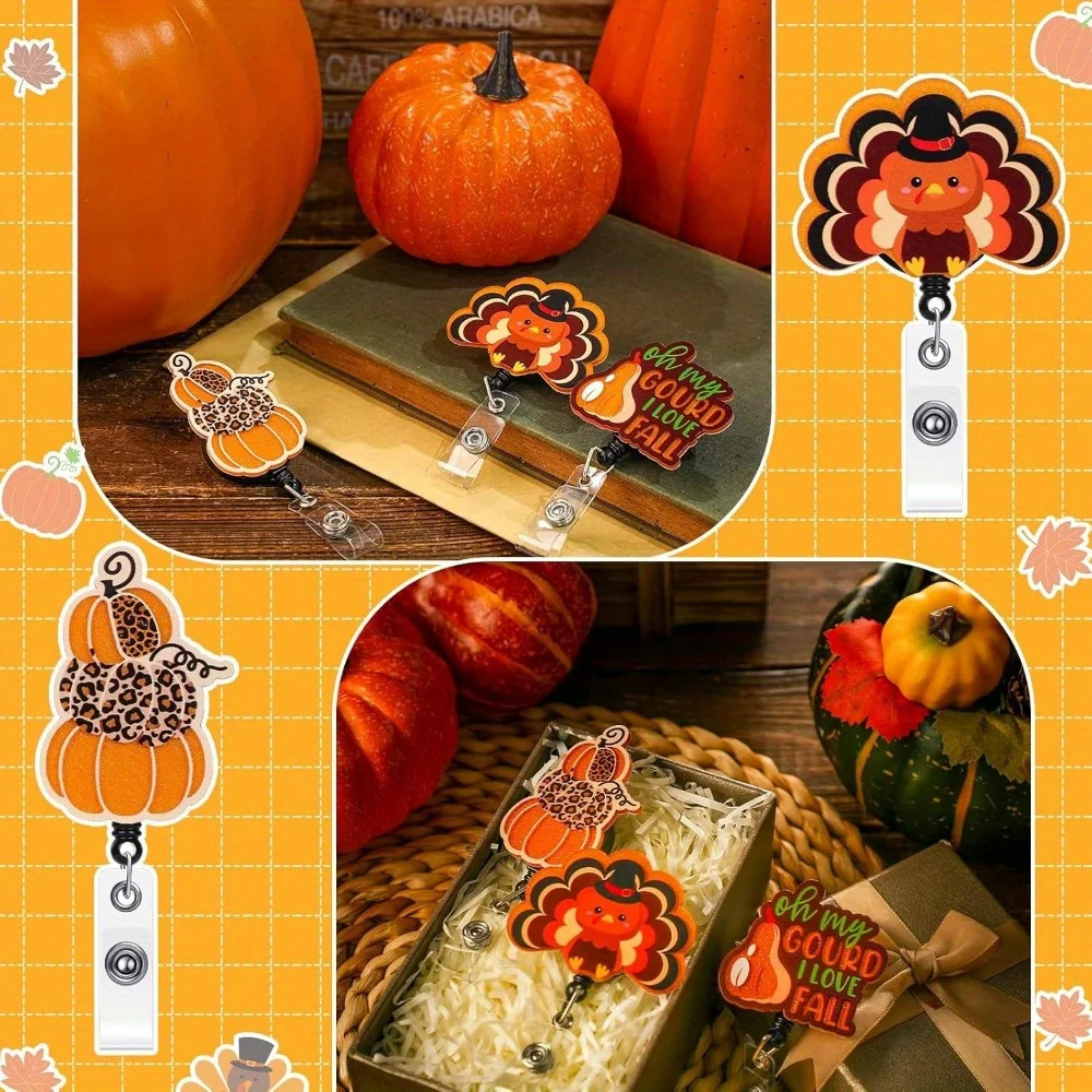 بكرة شارة ممرضة عيد الشكر على شكل يقطين. هدية مثالية للعطلات لمحترفي الرعاية الصحية. #4