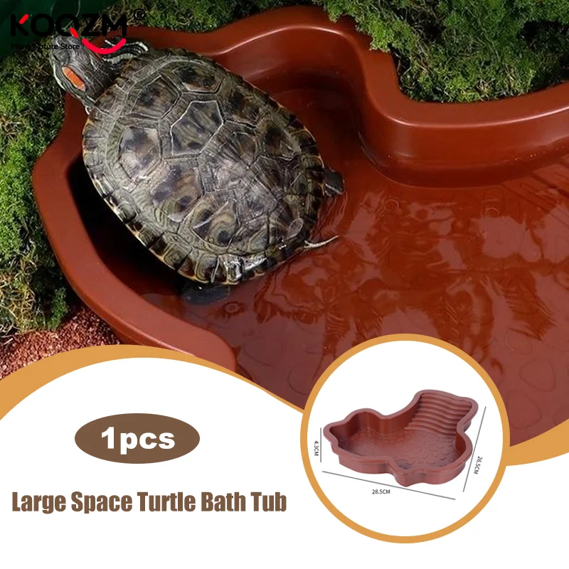 Schildkröten-Futternapf, Reptilien-Badebecken, mit Rampe und Sonnenraum, Aquarium-Ornament für Schildkröten, Bartagamen, Gecko, Hof