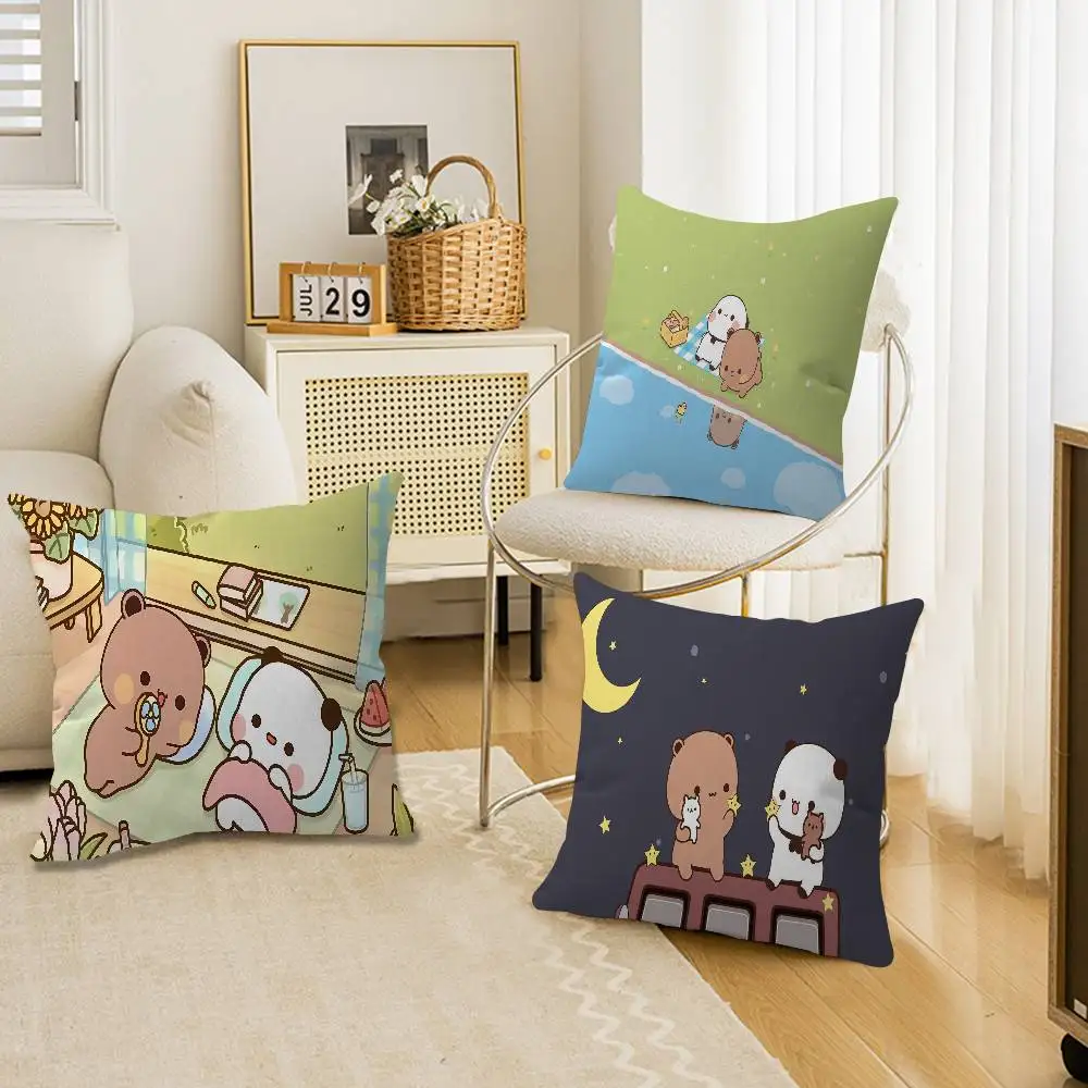 Cute Cartoon Bubududu Panda Cushion Cover Inches Farmhouse Decor Home Throw Pillow Covers for Couch Decorations
