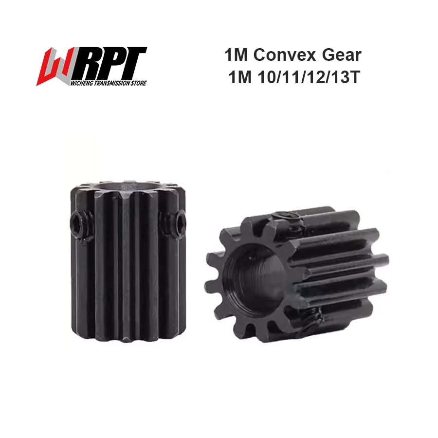 1M Convex Gears 1 Module 10T 11T 12T 13T Hole 4 5 6 6.35 7 8mm 45# Steel Black Spur Gear Transmission Accessories Motor Parts