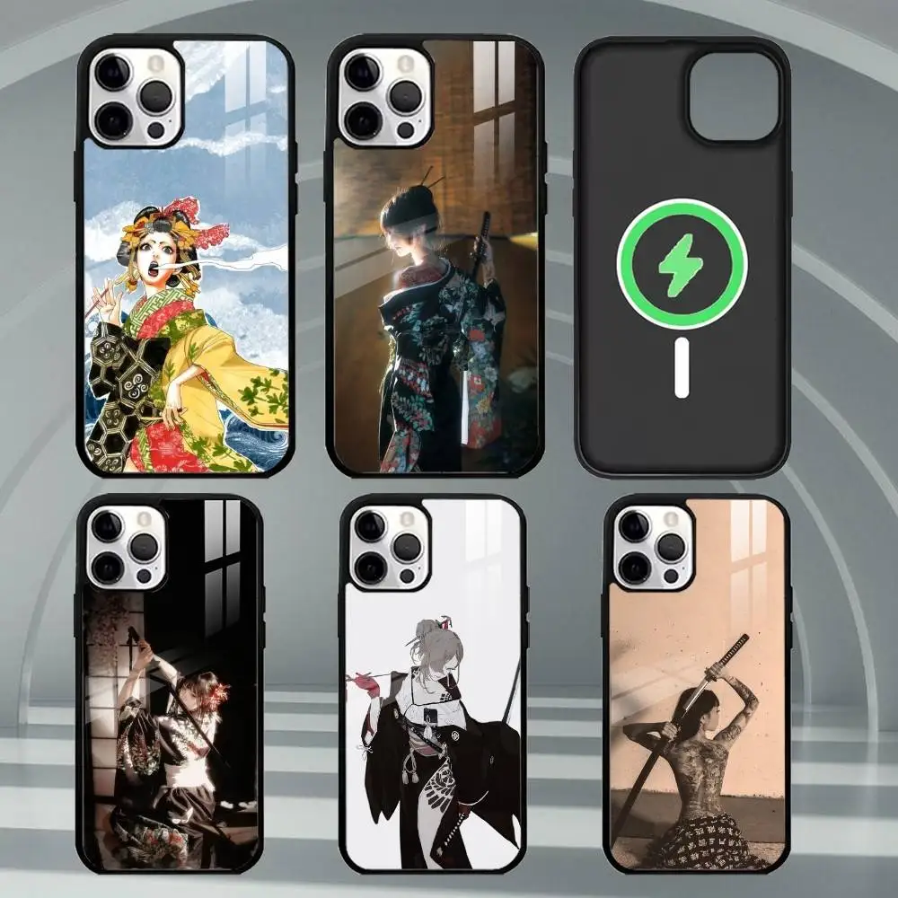

J-Japanese S-Samurai Geisha Phone Case For iPhone17,16,15,14,13,12,11 Plus,Pro Max Magnetic For Magsafe Wireless Charging
