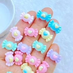 30Pcs New Cute 9*15mm Mini Heart Shaped Candy Series Resin Flatback Ornament Jewelry Making Manicure Hairwear Accessories