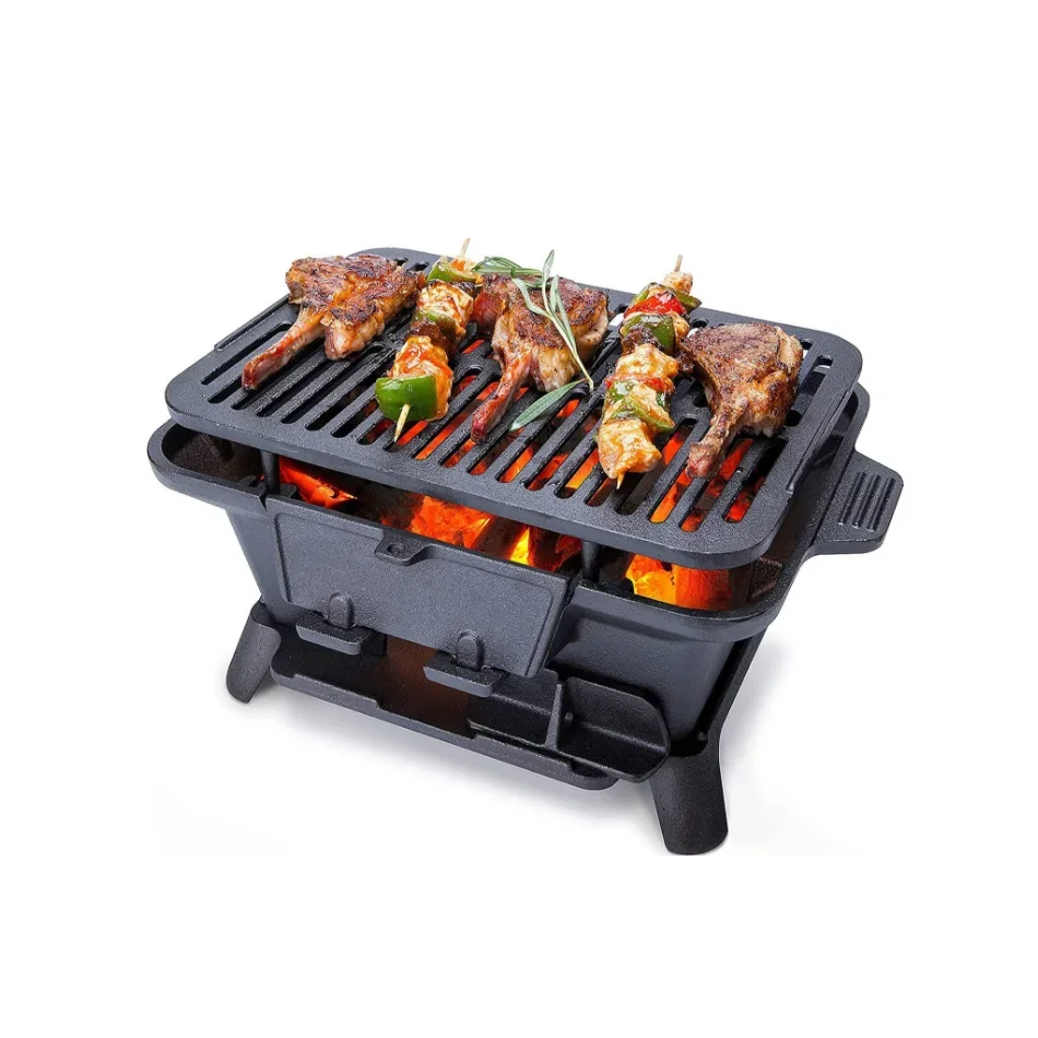 Japanese Style Pre-Seasoned Table Grill Cast Iron  Charcoal Bbq Grill Yakitori BBQ Charcoal Hibachi Grill