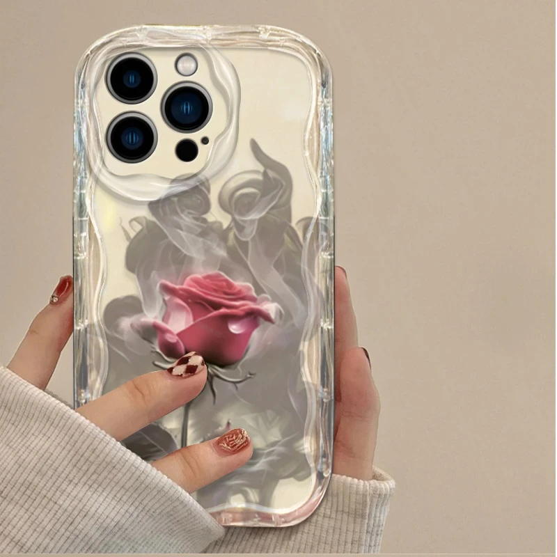 جميلة الزهور ثلاثية الأبعاد واضح قضية الهاتف آيفون 16 16E 15 14 13 12 11 برو ماكس X XS X S ماكس XR SE 2020 SE4 7 8 غطاء سيليكون