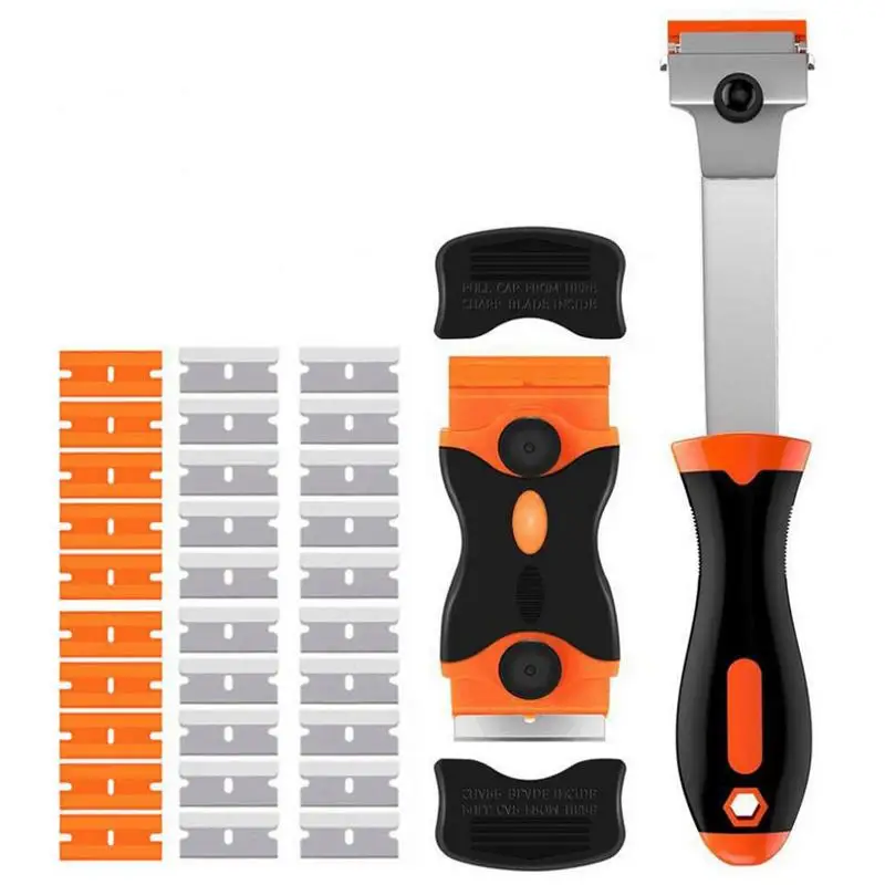 

Window Scraper Razor Blade Scrape With 30pcs Extra Blades Scraper Tool Retractable Paint Stripping Cleaning Tool For Remove