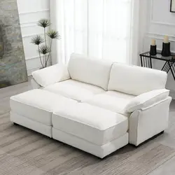 Sofá Convertible con forma de nube blanca para sala de estar, sofá Convertible con asiento profundo de 81 