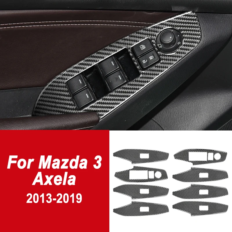 

For Mazda 3 Mazda Axela 2013-2019 Window Control Panel Decoration Carbon Fiber Cover Sticker Car Accessories 2015 2016 2017 2018