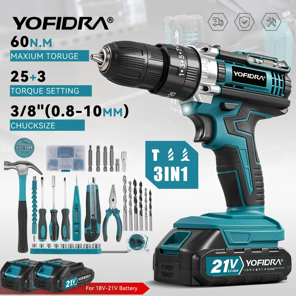 �y�Z�[�����zYOFIDRA 60N.M �d���C���p�N�g�h���� 25+3 �g���N�R�[�h���X�d���h���C�o�[ 32/53 �̃c�[���L�b�g�t���d���H�� 21V �o�b�e���[�p