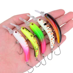 Señuelo de pesca de pececillo de hundimiento lento, cebo duro Artificial, anzuelo afilado, Crankbait Wobbler, trucha, Lucio, pesca de lubina, 5 uds.