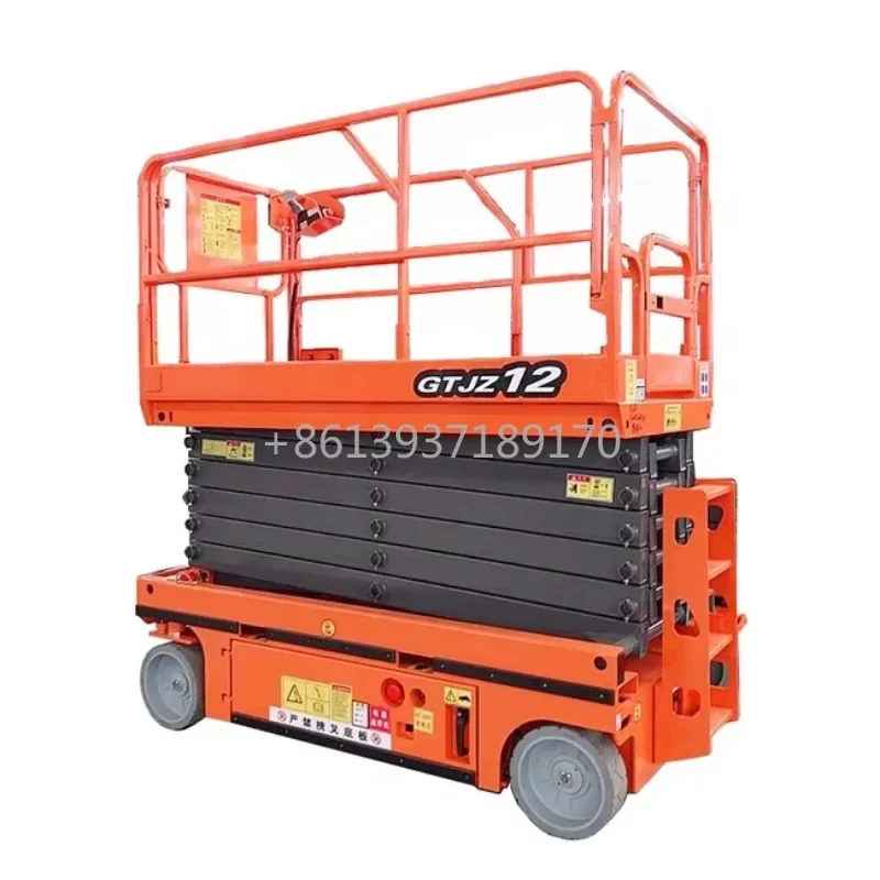 6m 12m Man Lifting Automatic Scissor Lift Hydraulic Scaffolding Self Propelled Warehouse Scissor Lift