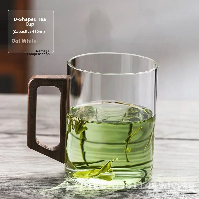 

Чашка для зеленого чая, устойчивое к высоким температурам стекло с деревянной ручкой для мужчин, личное стекло для офисного использования для чайной церемонии