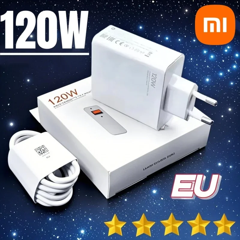 

Ультра быстрое зарядное устройство Xiaomi 120 Вт QC 5,0, вилка европейского стандарта, 6 А, кабель типа C, 67 Вт, 55 Вт, 33 Вт, адаптер для быстрой зарядки для iPhone, Huawei, 2025 НОВЫЙ