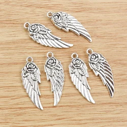 10pcs 31x11mm Antique Silver Plated Wing Handmade Charms Pendant:DIY for bracelet necklace