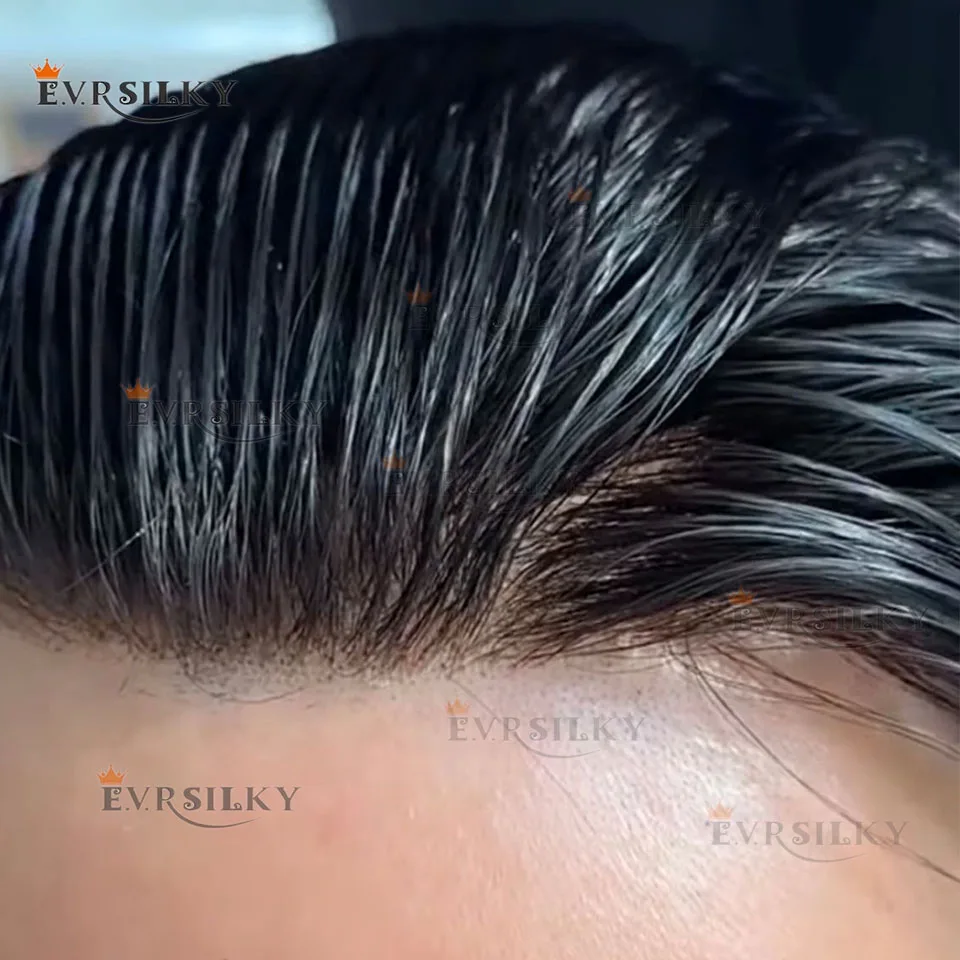 

Натуральная линия волос коричневого цвета # 4 # 6, мужские парики из 100% человеческих волос, черные, серые 1B40 1B65 1B10, супер прочные, тонкие, из микрокожи, мужские лысые
