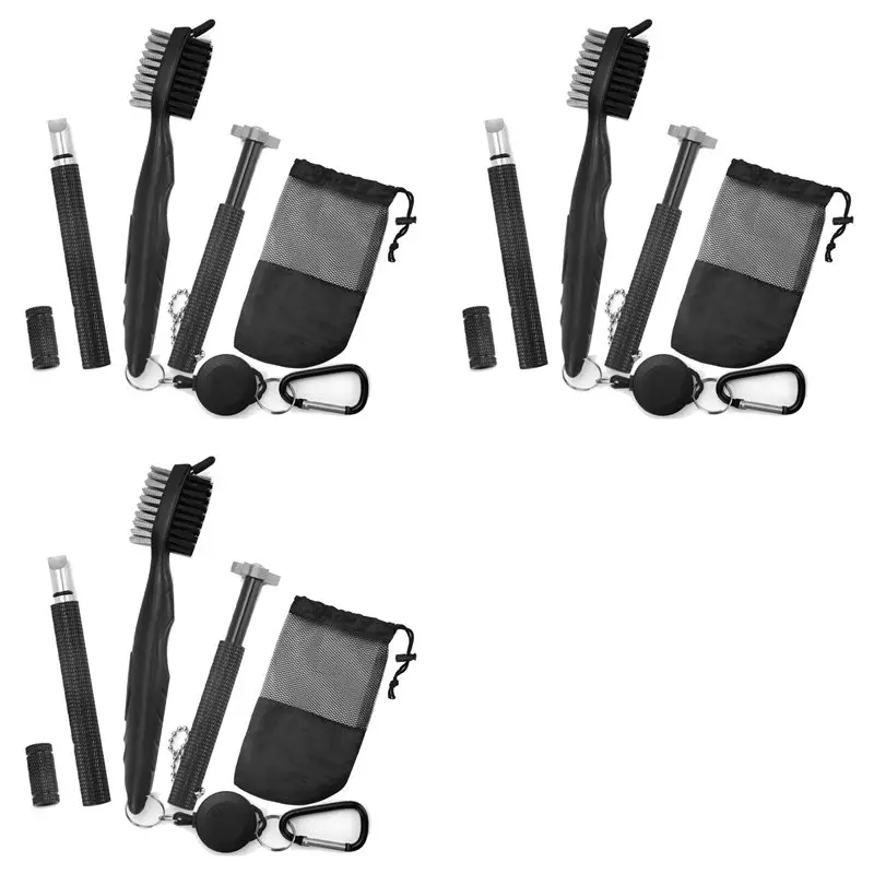 【big-sale】3x-golf-club-cleaner-kit-retractable-golf-brush-and-6-golf-club-groove-sharpener-for-u-v-grooves