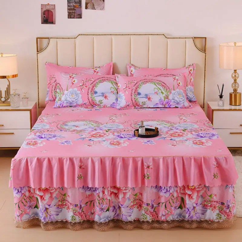 

Покрывало в пасторальном стиле colchas de cama matrimonial Двойная кружевная юбка-кровать Королевские простыни Юбки