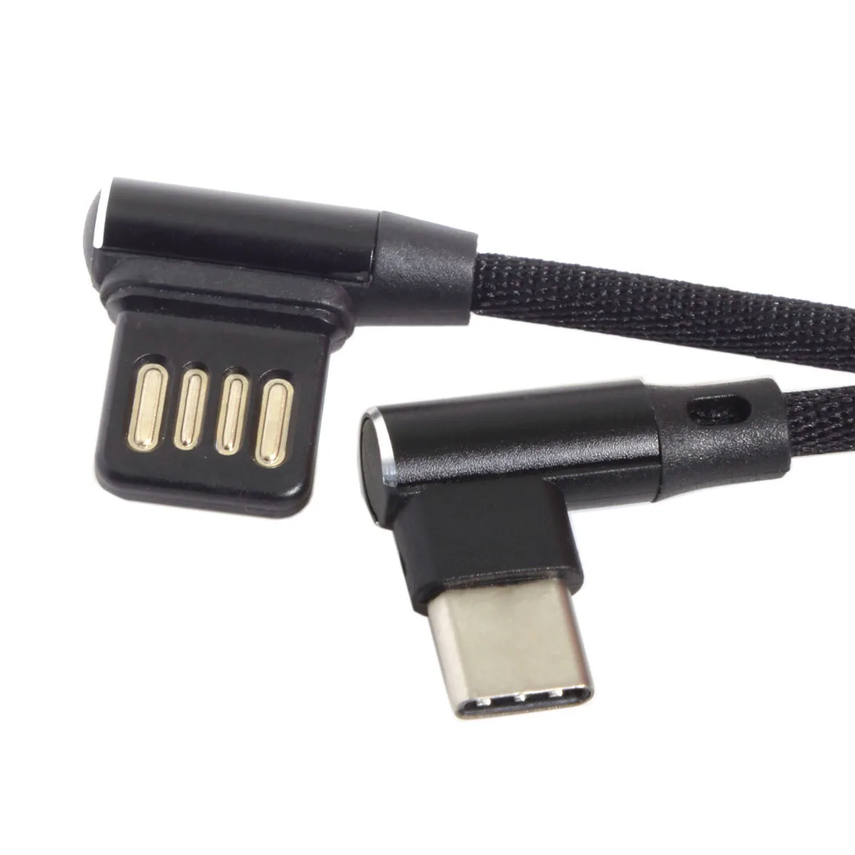 15CM USB C 3.1 Type-C Angle MALE To Left Right Angle 90 Degree USB 2.0 Dual Elbow Data Charging Cable for Tablet / Phone V8