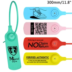 100Pcs Personalized Logo Plastic Security Seals Hang Tags for Garment Shoes Bags 300mm 11.8