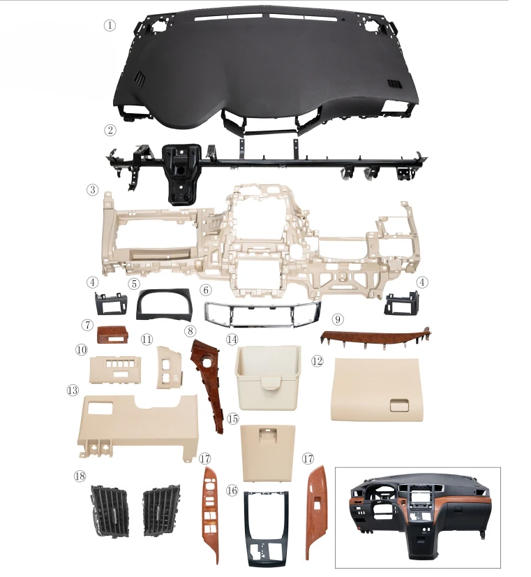 Aksesori Dashboard otomatis dasbor plastik mobil RHD Chang ke LHD untuk Alphard Vellfire 2008 - 2014