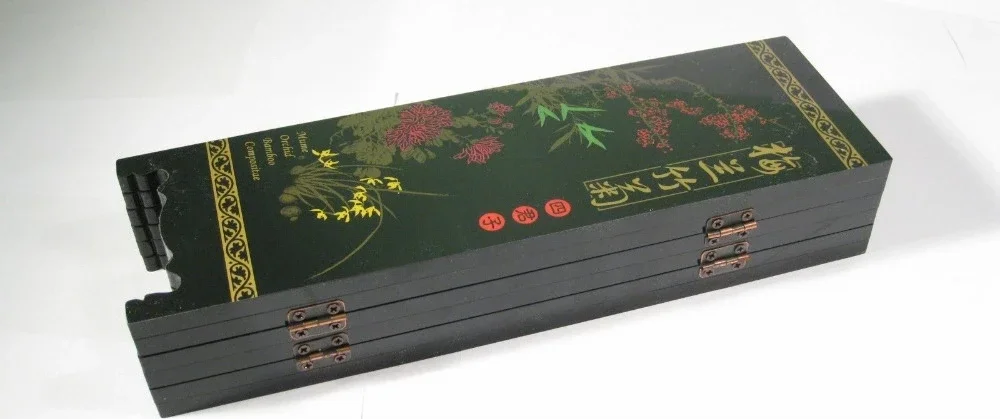 Desk decorative chinese Lacquer ware painting-Mei, orchid,bamboo,chrysanthemum folding screen