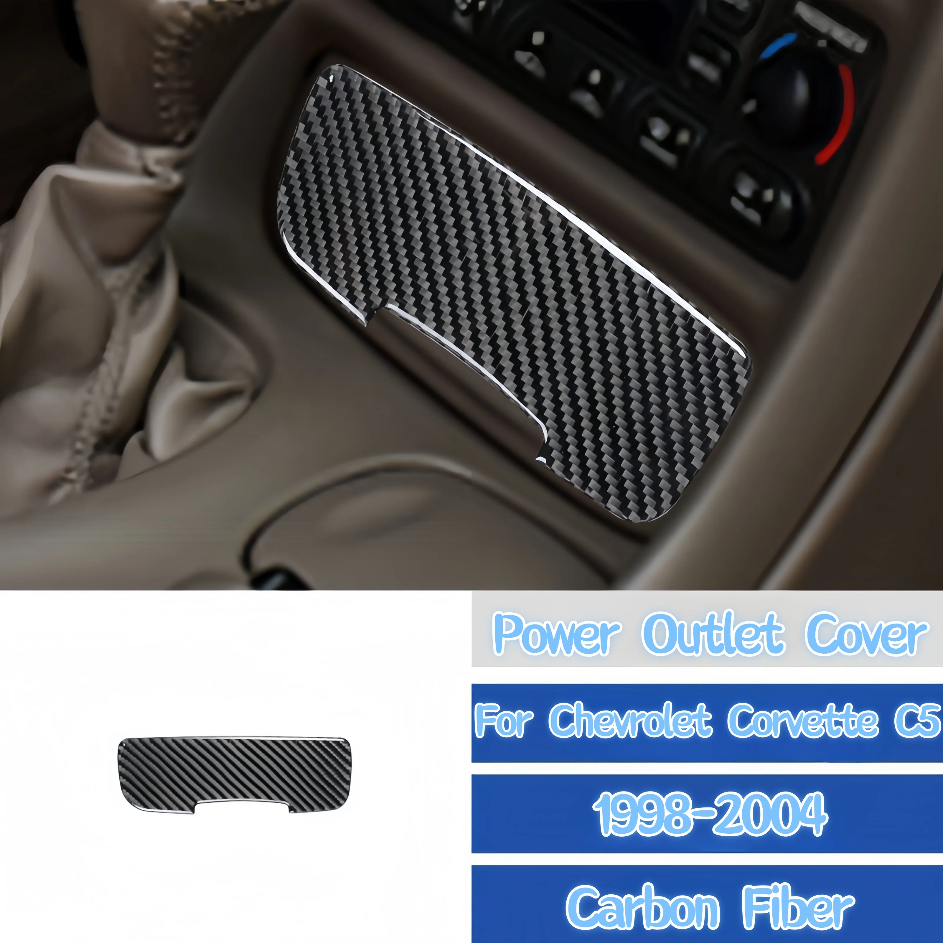 

For Chevrolet Corvette C5 1998-2004 Car Accessories Carbon Fiber Interior Auto Power Outlet Panel Trim Cover Decoration Sticker