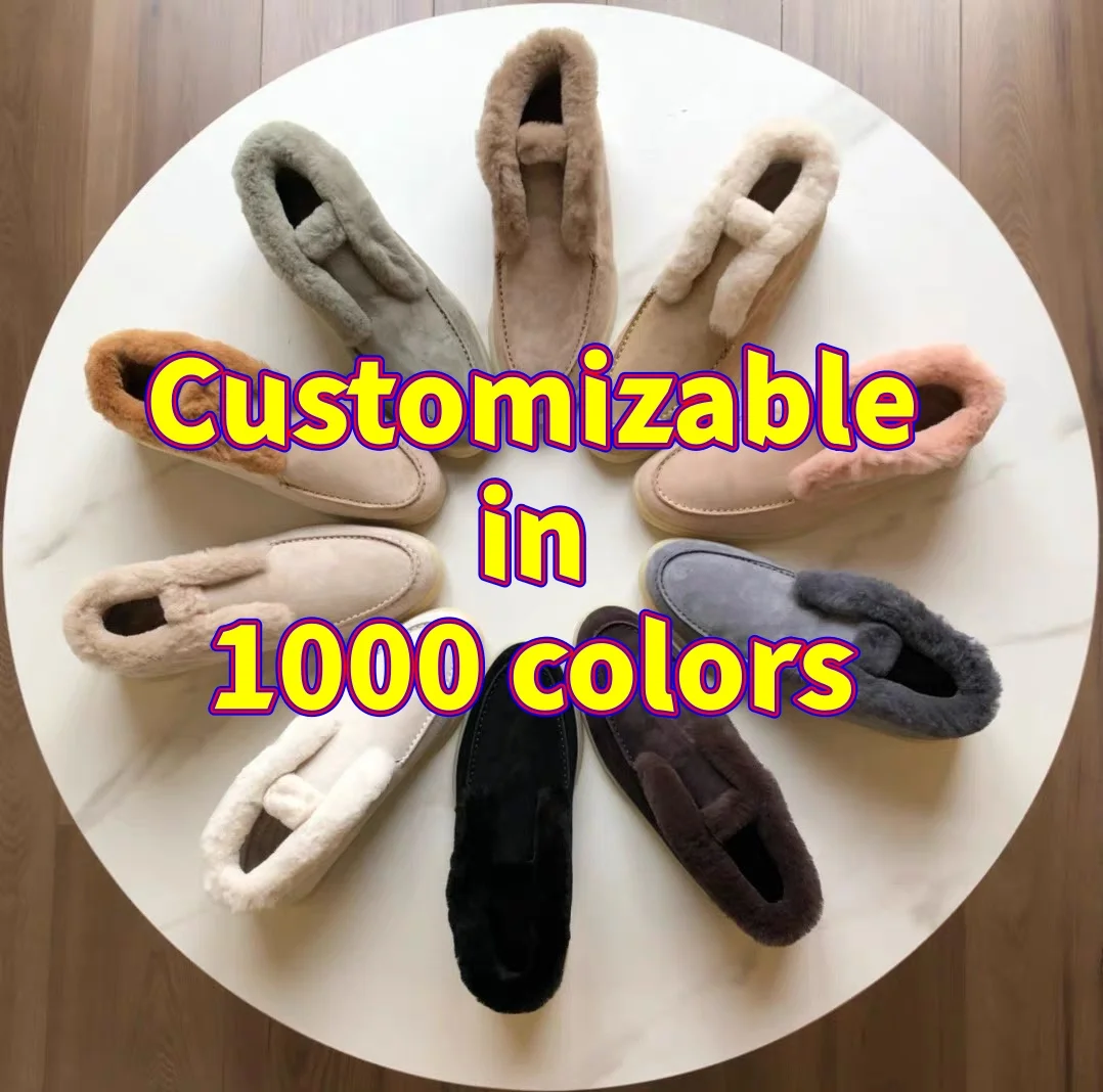 

Women Soft Fur Snow Loafer Shoes For Fashion High Top Keep Wool Warm Cozy Plush Snow Shoe Genuine Leather For Cold Winter A40225