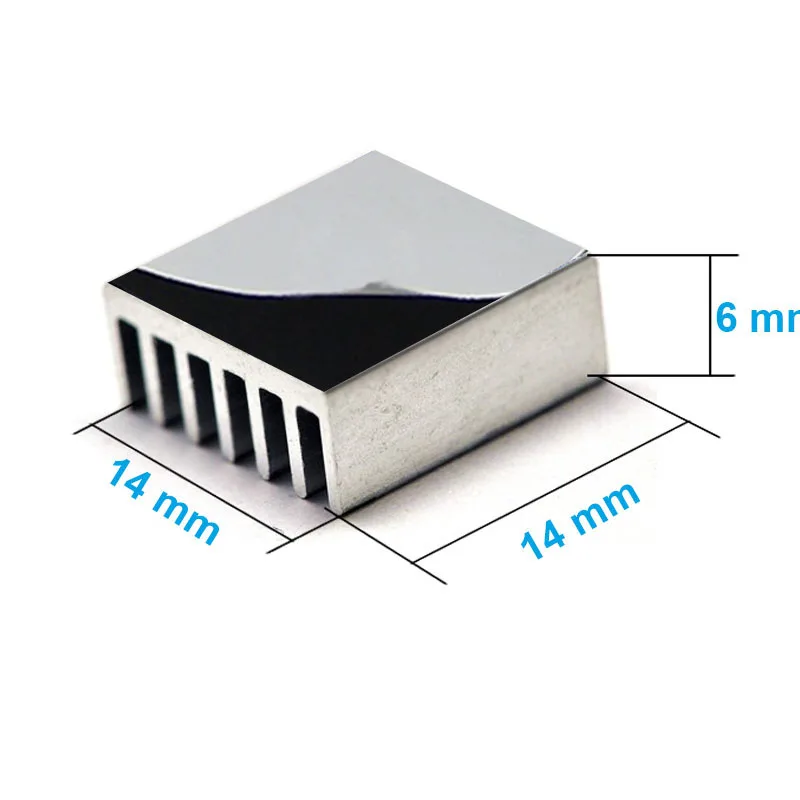 20pcs/lot Aluminum Heatsink 14*14*6mm Electronic Chip Radiator Cooler w/ Thermal Double Sided Adhesive Tape for IC,3D Printer