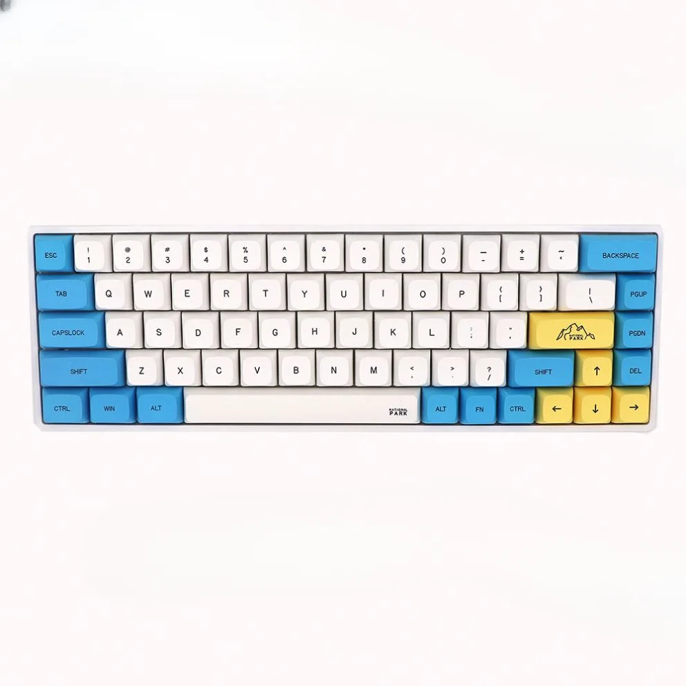 National Park Theme Blue Yellow And White Pbt Keycaps For Mechanical Keyboard 132 Keycaps