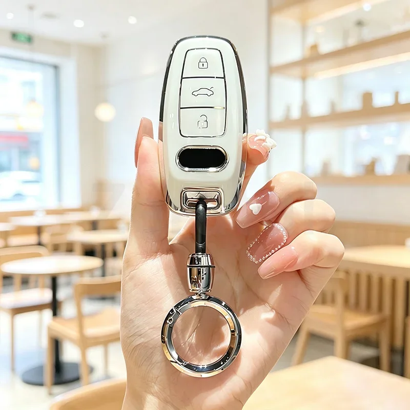 TPU Shell Fob Car Remote Key Cover Case For Audi A3 A4 B9 A6 C8 A7 S7 4K A8 D5 S8 Q7 Q8 SQ8 E-tron 2018 - 2021 Accessories
