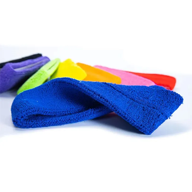 Sports Breathable Colorful Cotton Head Band Elastic Sweat Absorb Terry Sweatband for Tennis and Running Use