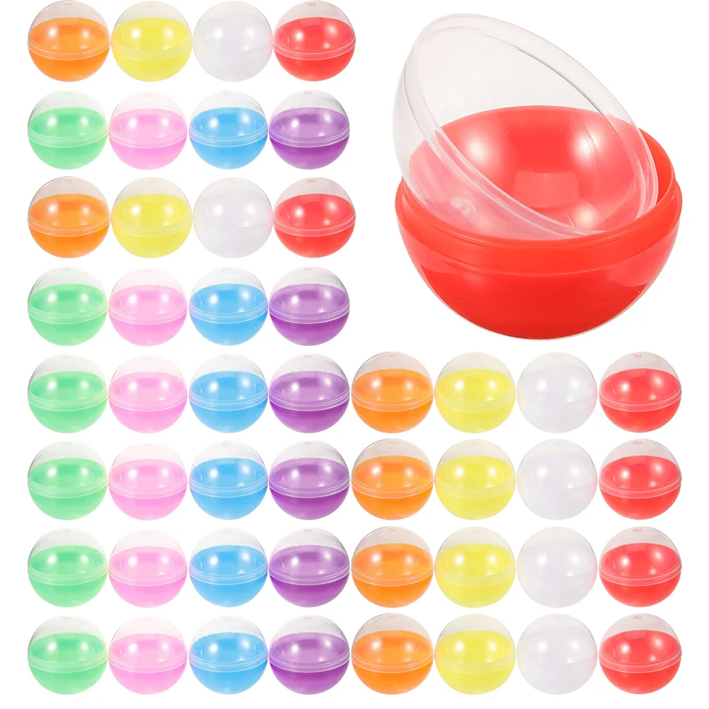

60 Pcs 50pc Colorful Translucent Shell Vending Machine Fillable Capsules Balls Round Basket Plastic Empty Twisted