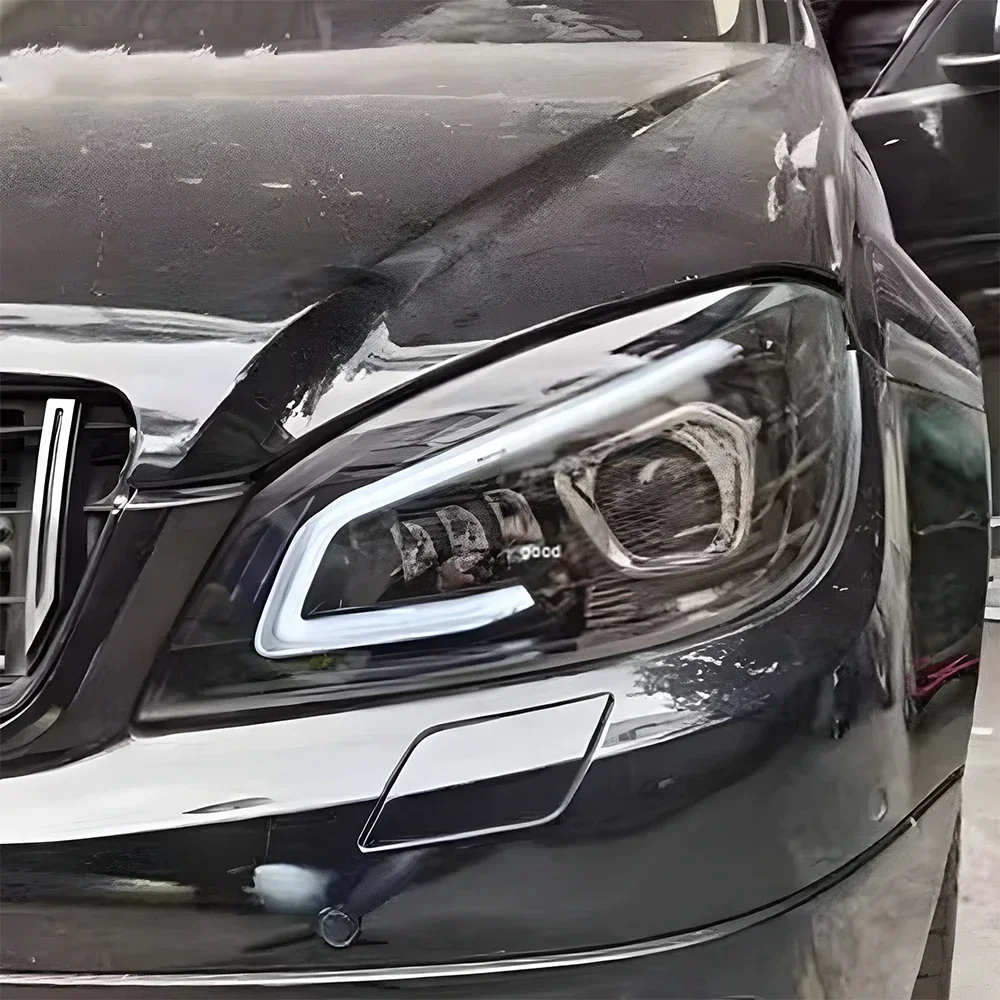 

Для Benz C200 C260 C300 2007-2010 W204 Автомобильные передние фонари в сборе, обновленный светодиодный объектив «ангельские глазки», аксессуары для автомобильных фар