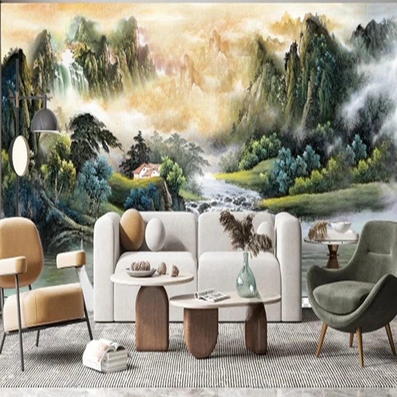 Custom Wallpaper Decorative Murals Chinese Landscape Art Ink Paintings Wall Art for Living Room Modern Home Decor Background